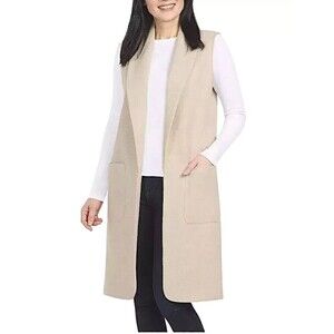 Hilary Radley Ladies' Faux Wool Vest, Beige, XL